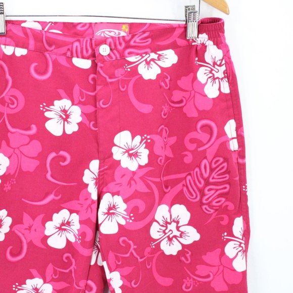Vintage Palmwave Pants Womens Pink Floral Lightweight Flat Front Size Medium M - Picture 2 of 8